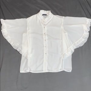 Boohoo see-through blouse